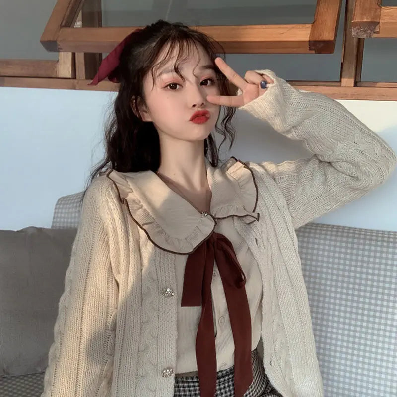 Dark Academia Bow Peter Pan Blouse - Elegant Style