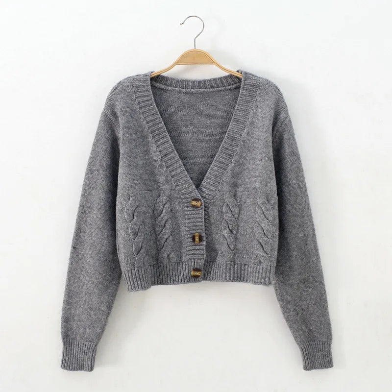 Dark Academia Short Cardigan - Single Breasted