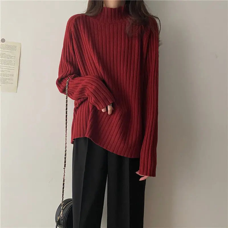 Dark Academia Multicolor Sweater - Turtleneck