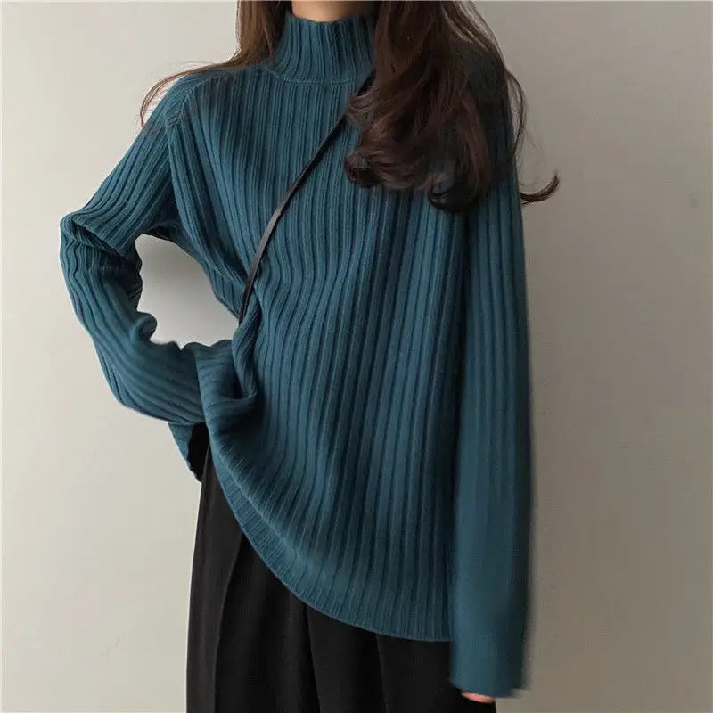 Dark Academia Multicolor Sweater - Turtleneck