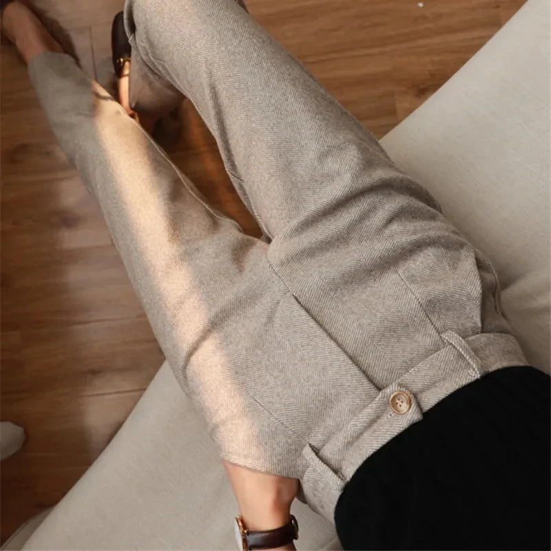 Dark Academia High Waisted Pants - Professional Trousers