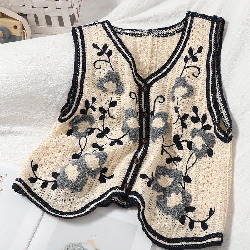 Dark Academia Floral Vest - Single Breasted Chic
