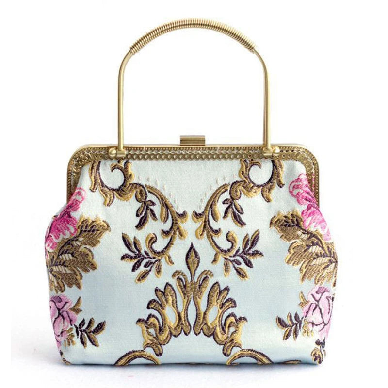 Dark Academia Vintage Flower Bag - Shell Lock