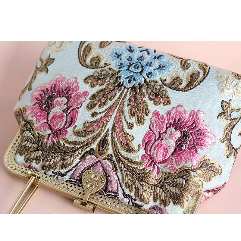 Dark Academia Vintage Flower Bag - Shell Lock