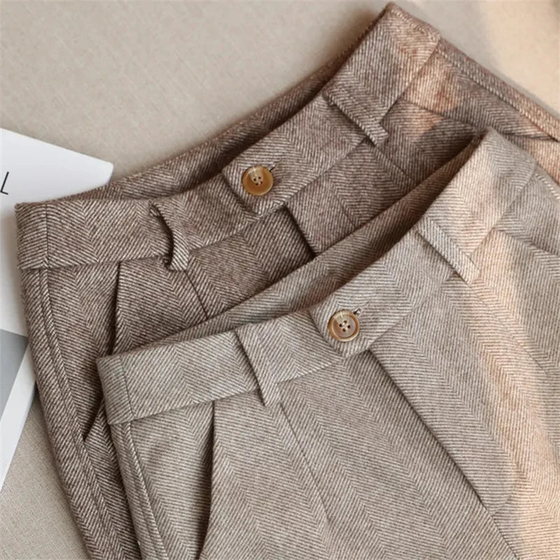 Dark Academia High Waisted Pants - Professional Trousers