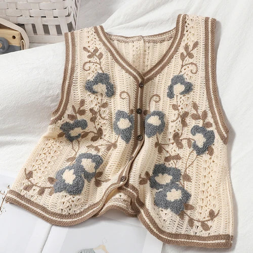 Dark Academia Floral Vest - Single Breasted Chic