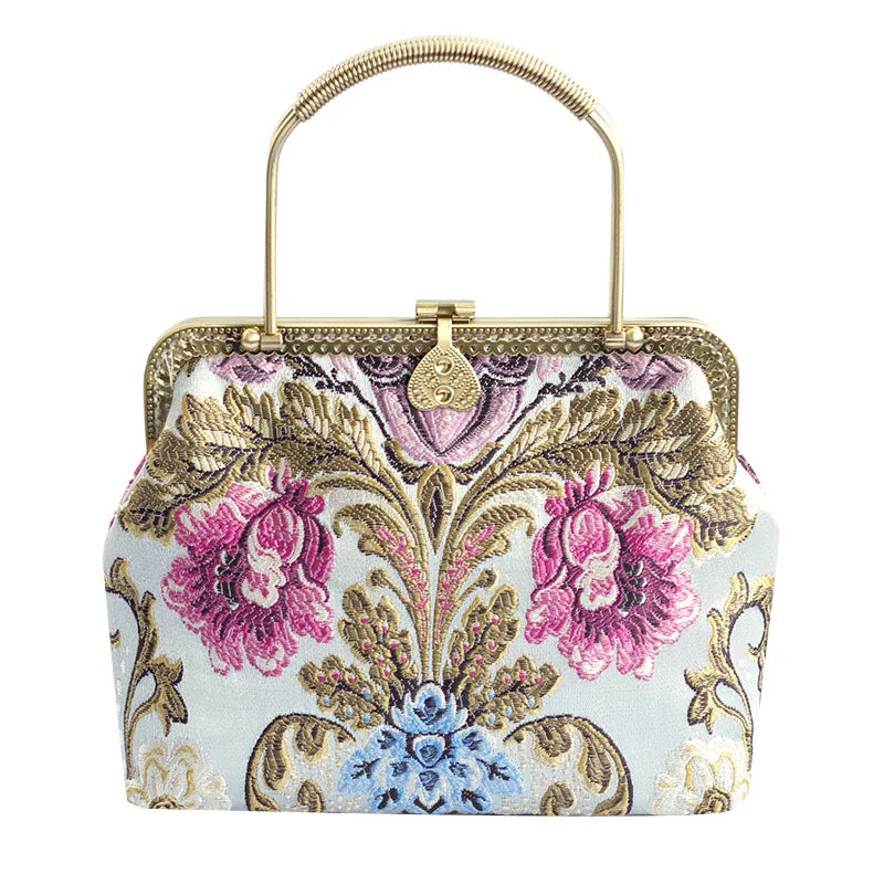 Dark Academia Vintage Flower Bag - Shell Lock