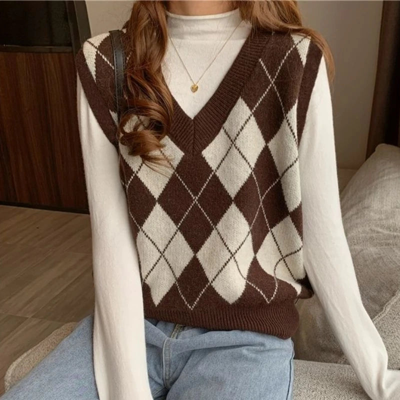 Dark Academia Plaid Vest - Cozy Tender Preppy