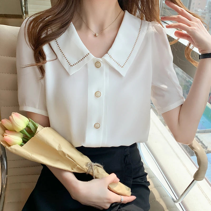 Dark Academia Turn Down Collar Blouse