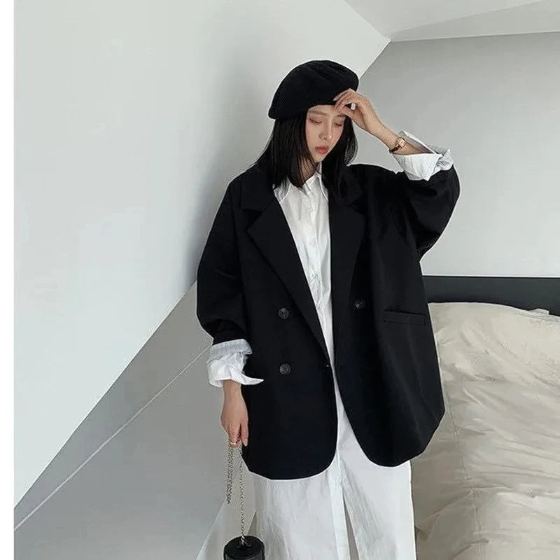 Dark Academia Brown Blazer - Vintage Oversized