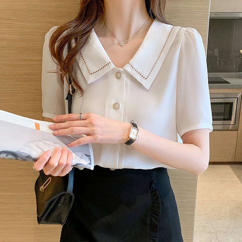 Dark Academia Turn Down Collar Blouse