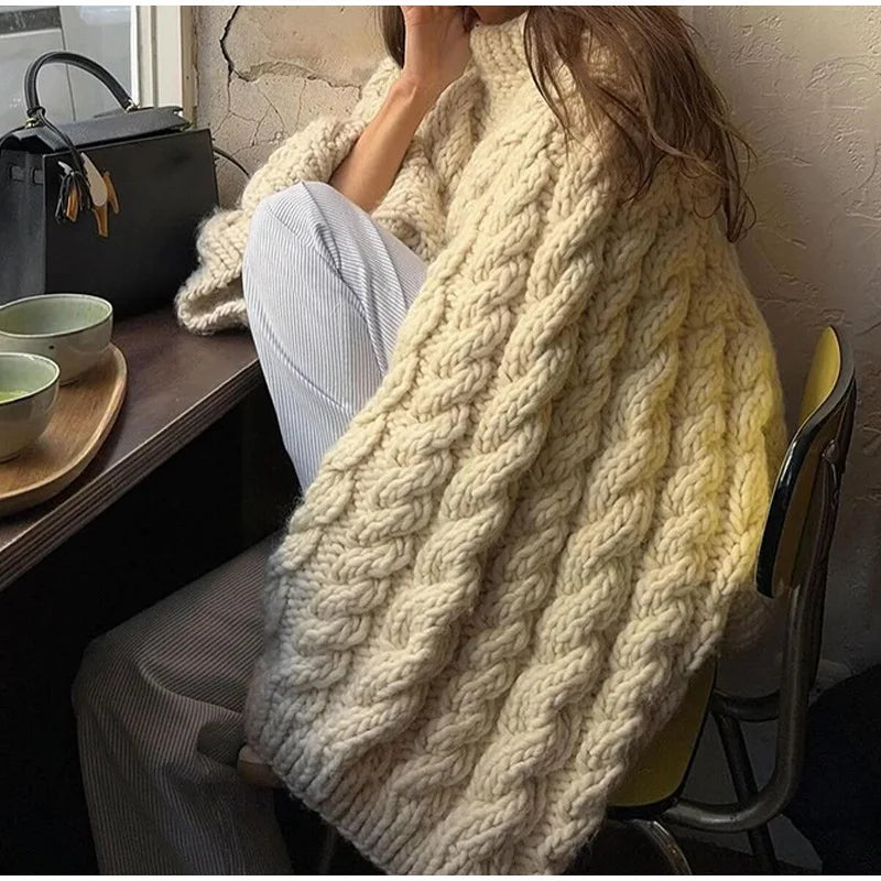 Dark Academia Knitted Sweater - Lantern Sleeve