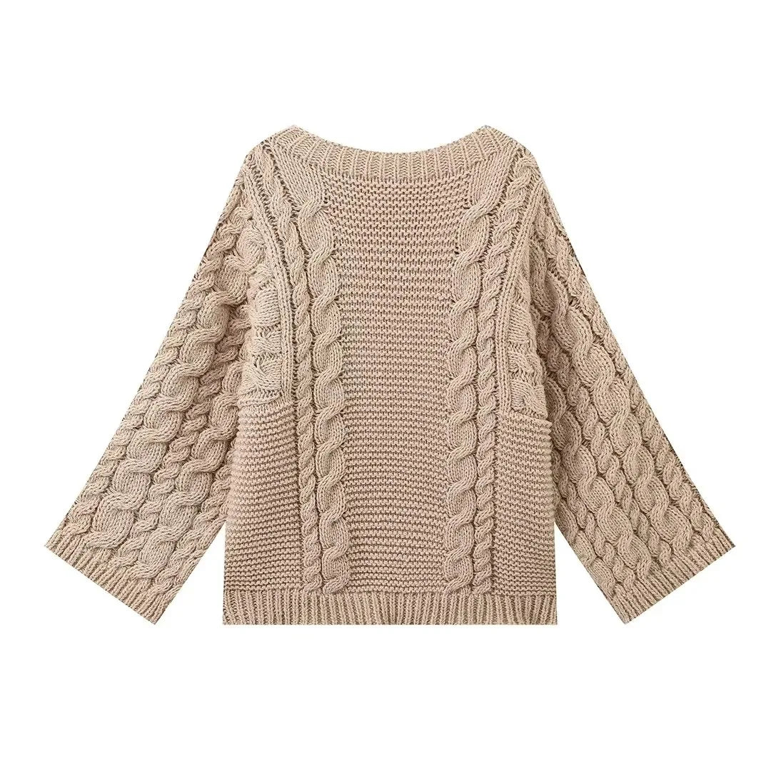Dark Academia Knitted Sweater - Lantern Sleeve