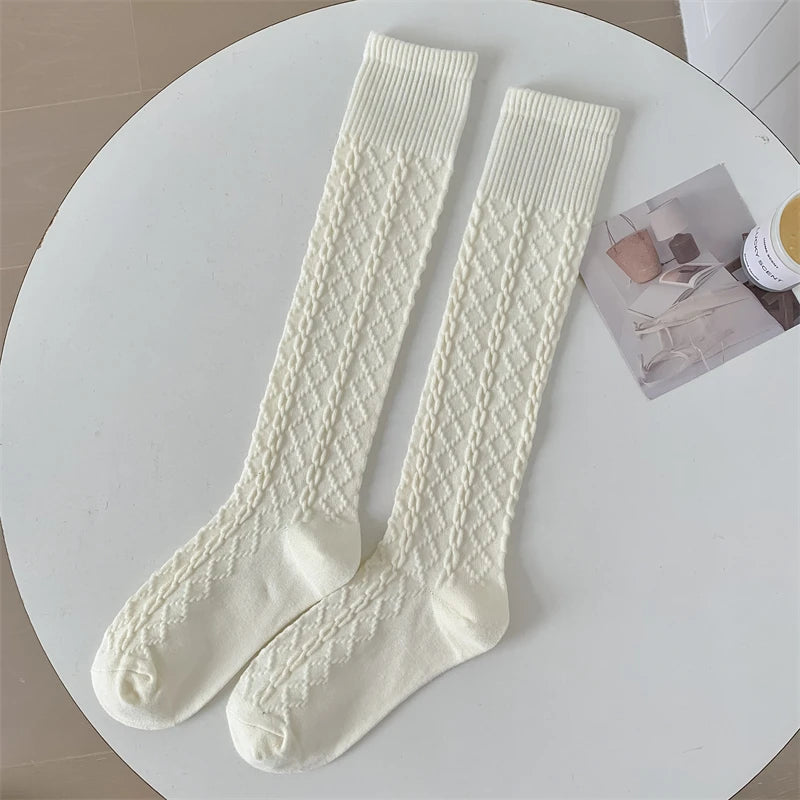 Dark Academia Retro Solid Knee High Stockings