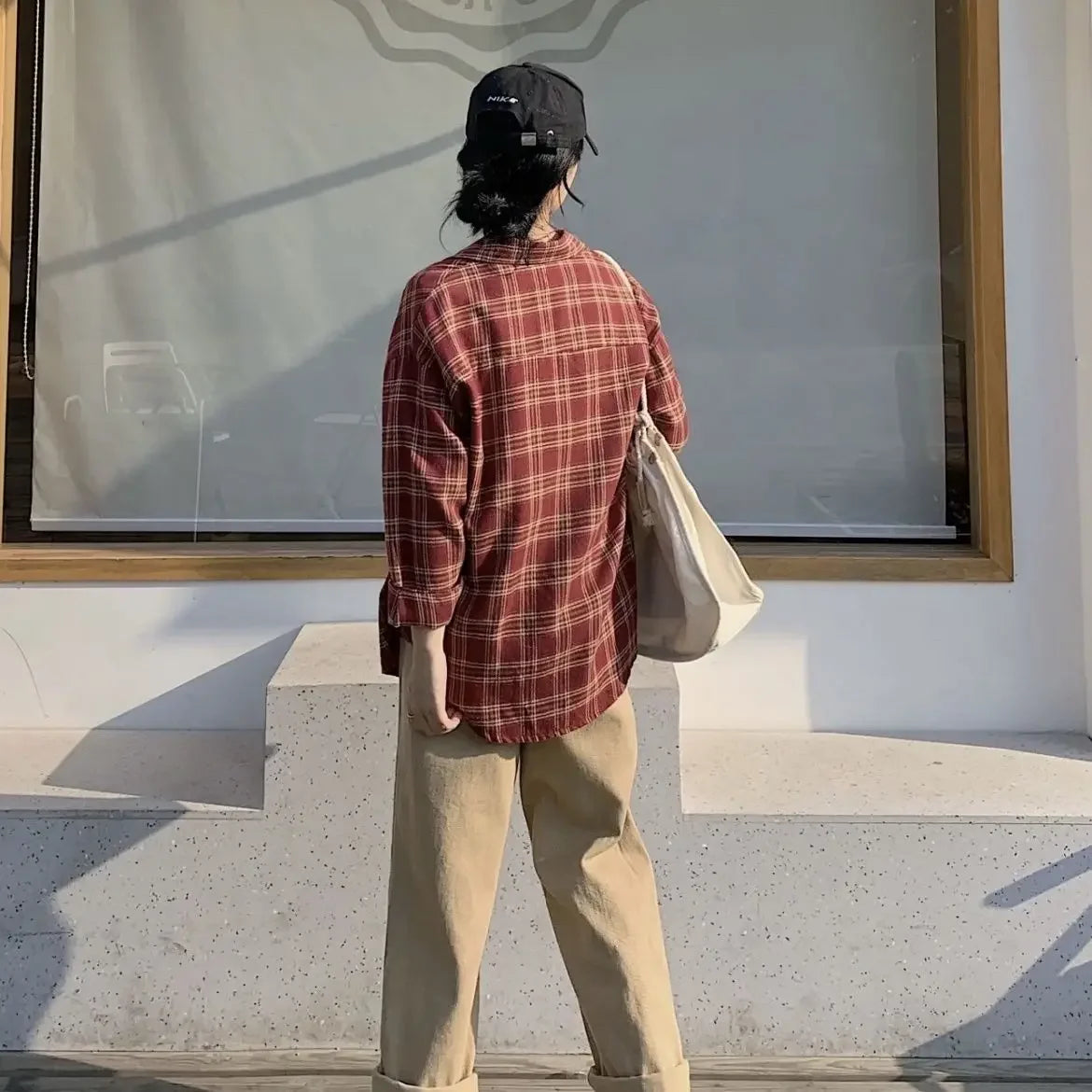 Dark Academia Red Check Shirt - Vintage Plaid