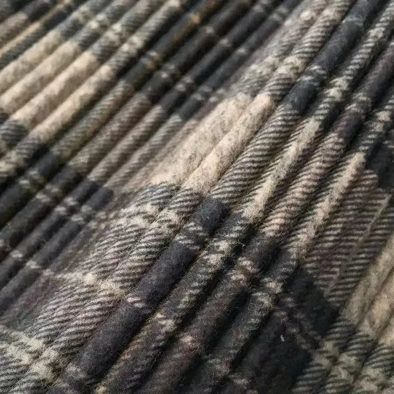 Dark Academia Wool Plaid Pleated Skirt - High Waist Long