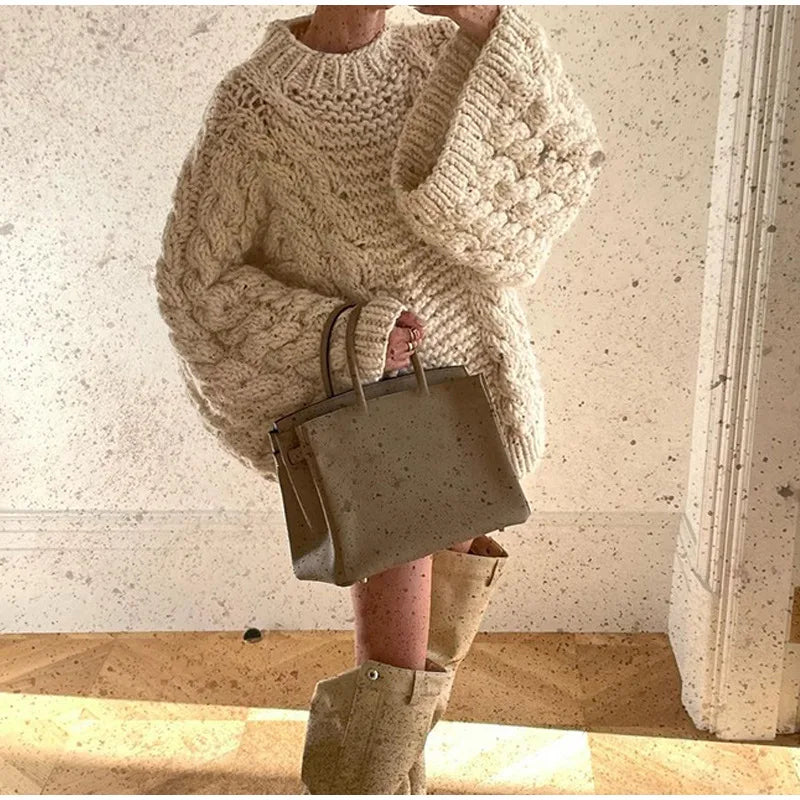 Dark Academia Knitted Sweater - Lantern Sleeve