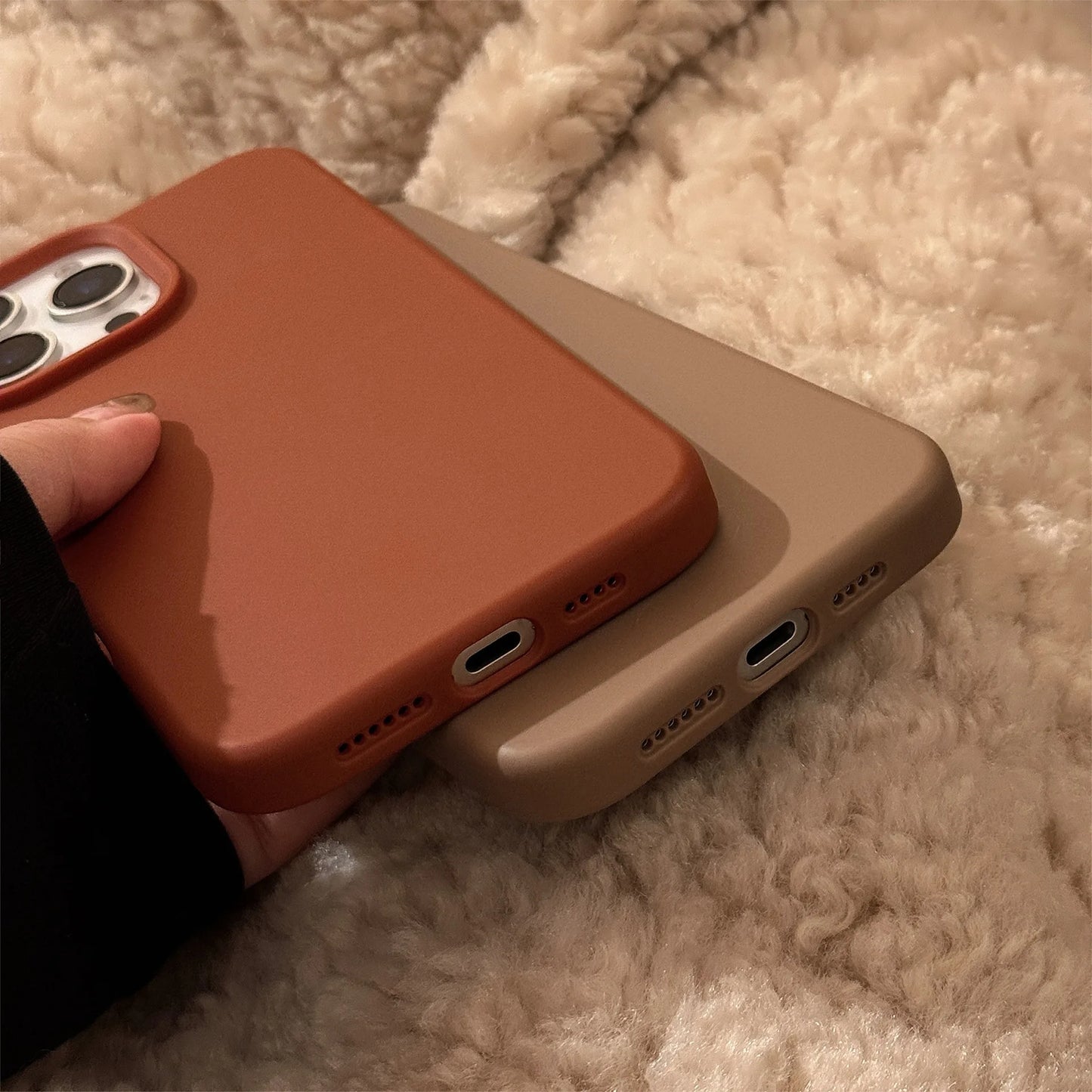 Dark Academia Minimalist iPhone Case - Brown Cream