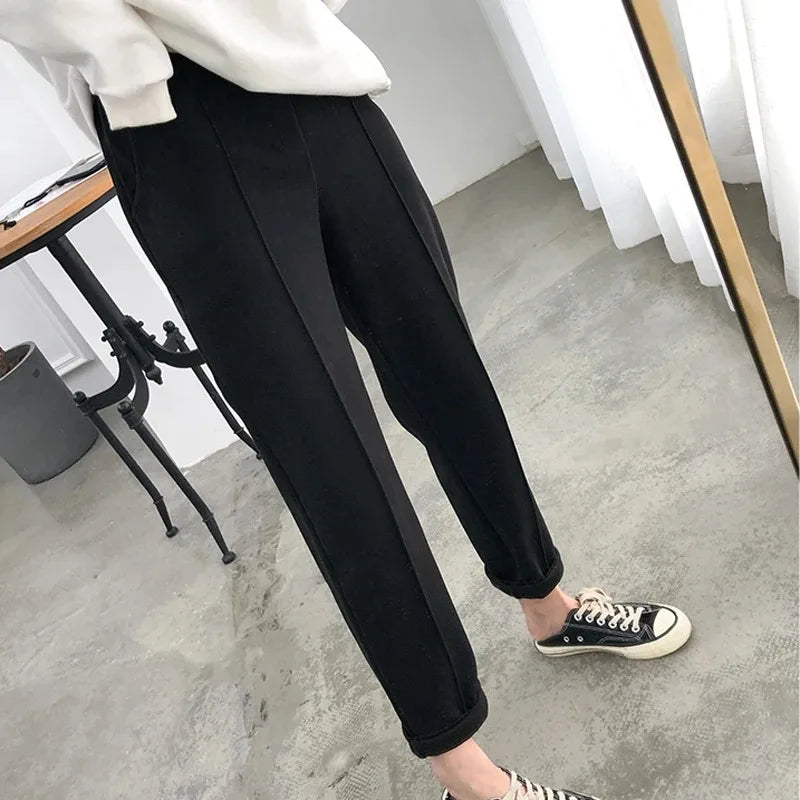 Dark Academia Woolen High Waist Pants - Winter Trousers