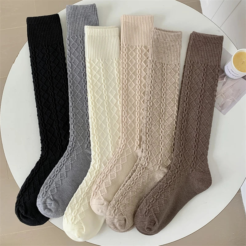 Dark Academia Retro Solid Knee High Stockings