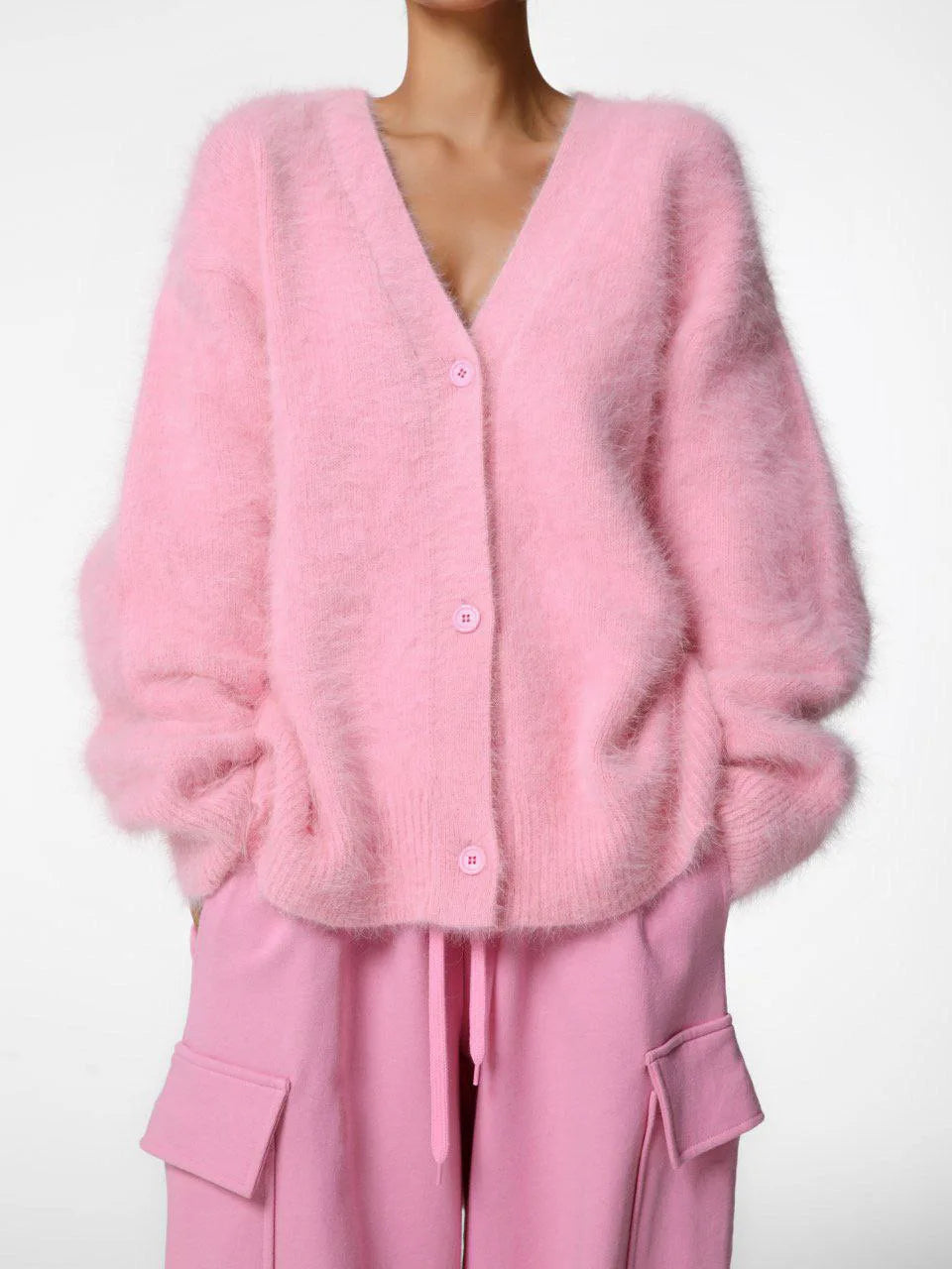 Dark Academia V-Neck Cardigan - Button Oversized