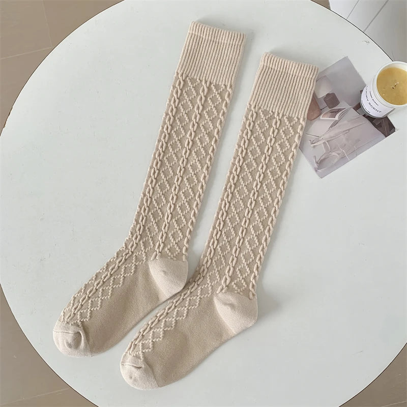 Dark Academia Retro Solid Knee High Stockings