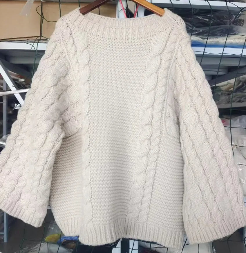 Dark Academia Knitted Sweater - Lantern Sleeve