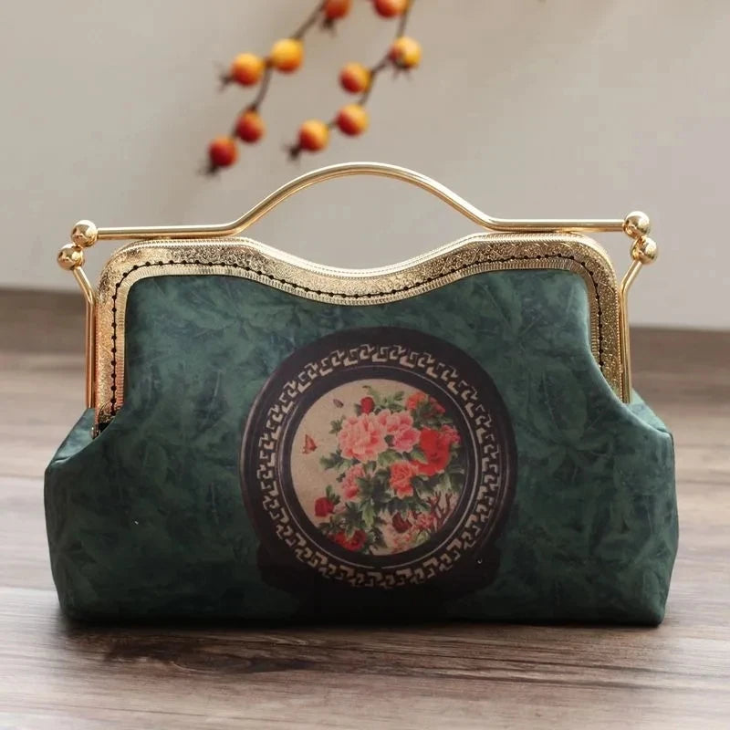 Dark Academia Metal Designer Bag - Shell Lock