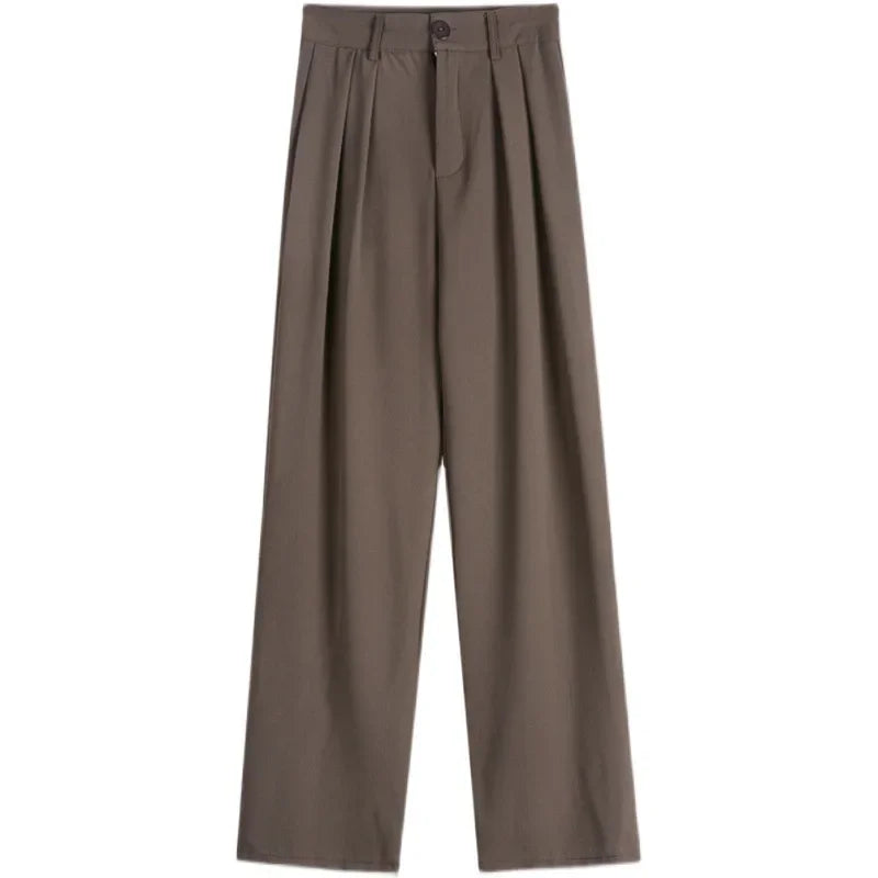 Dark Academia Black Wide Leg Pants - High Waist Suit Style