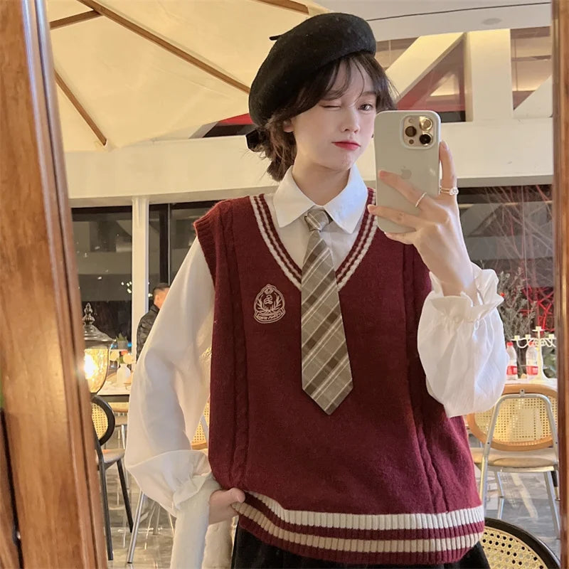 Dark Academia England Preppy Vest - V-Neck School
