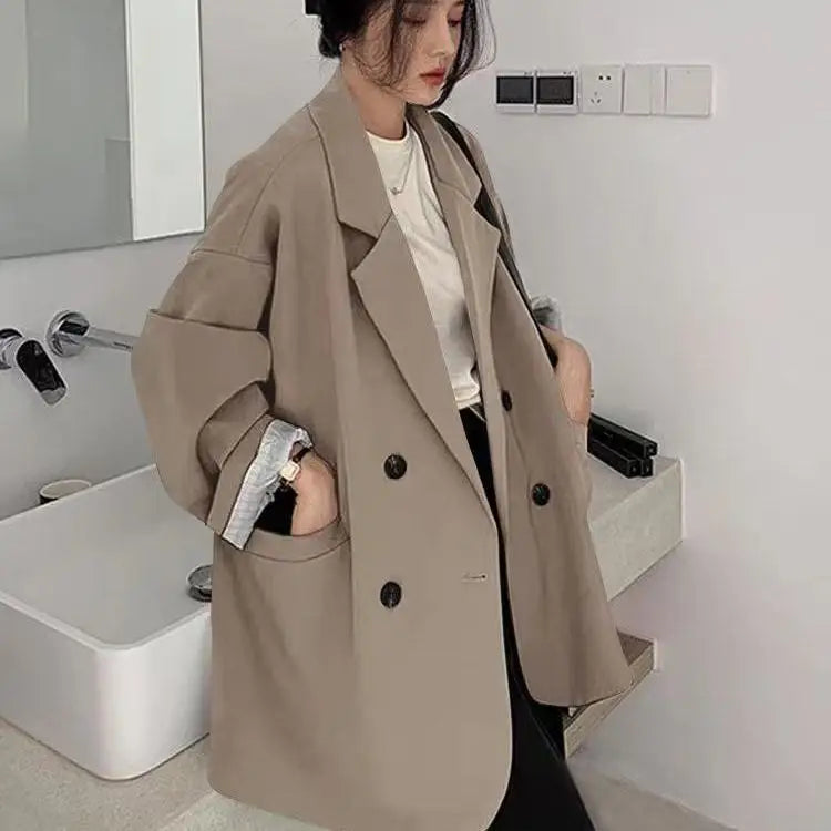 Dark Academia Brown Blazer - Vintage Oversized