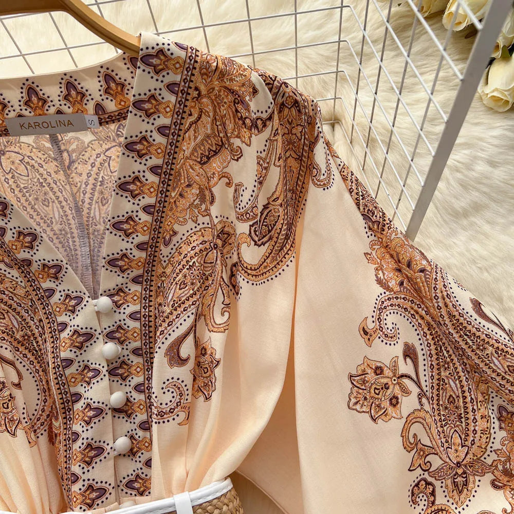 Dark Academia Paisley Print Mini - Lantern Sleeve
