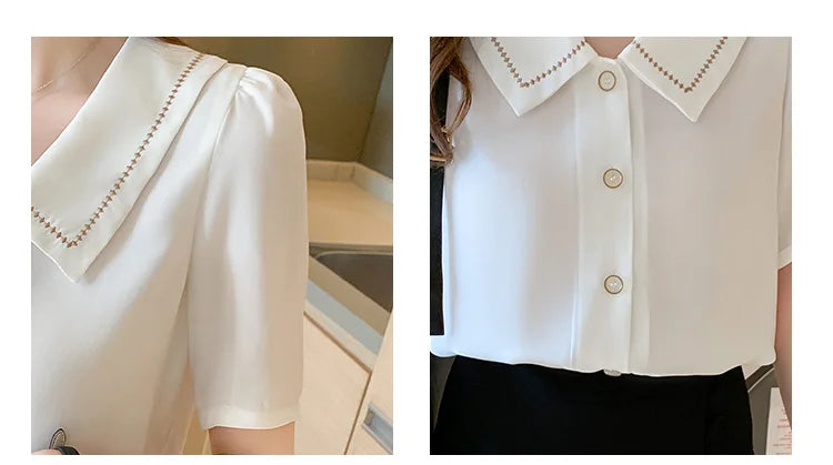 Dark Academia Turn Down Collar Blouse