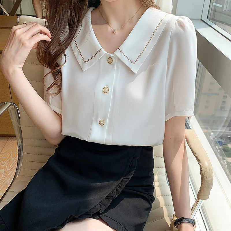Dark Academia Turn Down Collar Blouse