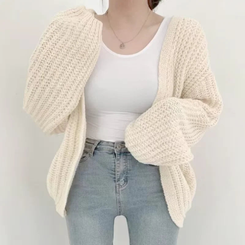 Dark Academia Y2K Cardigan - Lantern Sleeve
