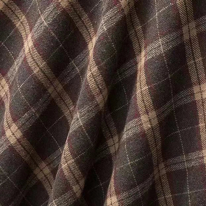 Dark Academia Plaid Woolen Skirt - High Waist A-Line Pleated