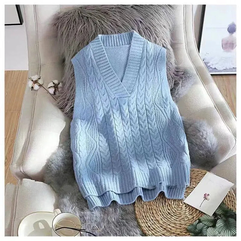 Dark Academia Twist Vest - Wool V-Neck Waistcoat