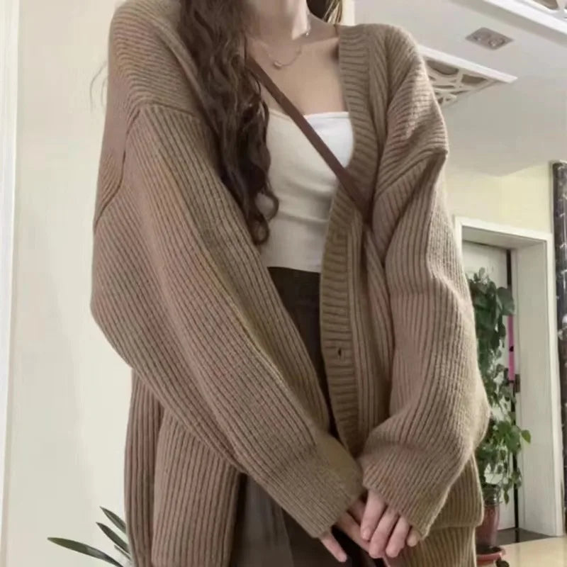 Dark Academia Autumn Cardigan - V-Neck Loose