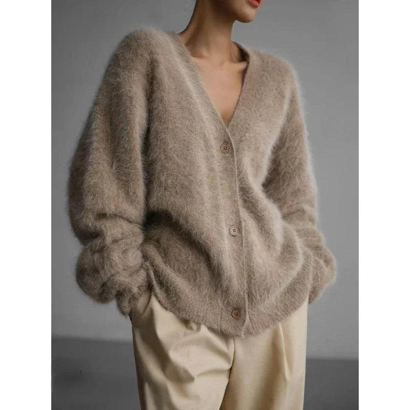 Dark Academia V-Neck Cardigan - Button Oversized