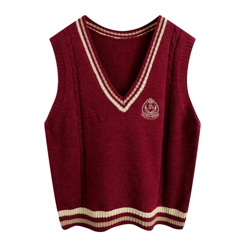 Dark Academia England Preppy Vest - V-Neck School