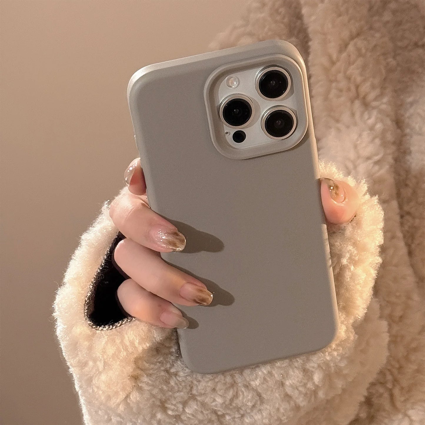 Dark Academia Minimalist iPhone Case - Brown Cream