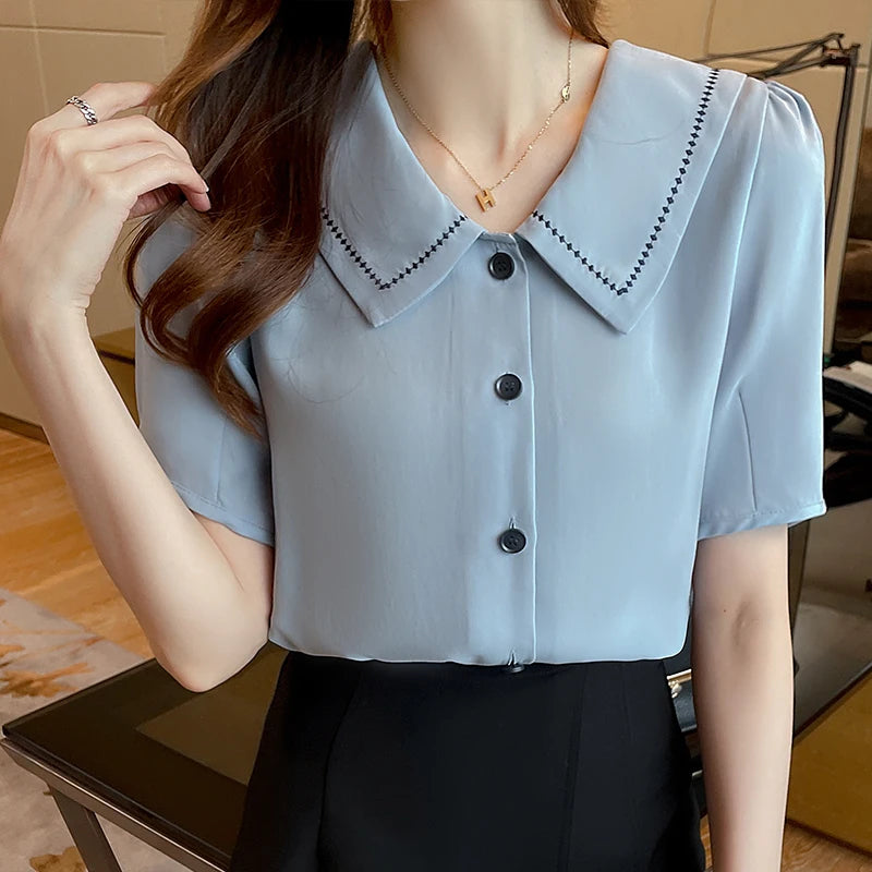 Dark Academia Turn Down Collar Blouse