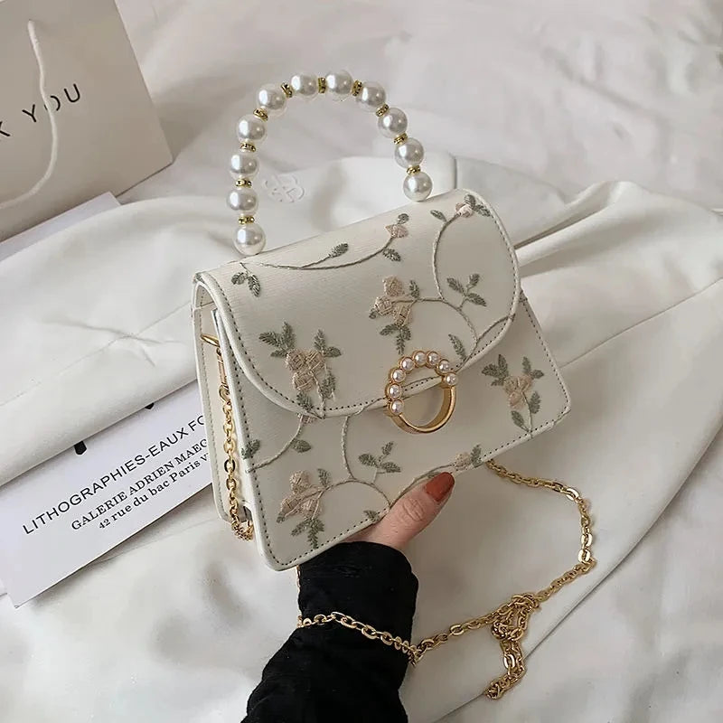 Dark Academia Shell Beads Lace Wedding Clutch