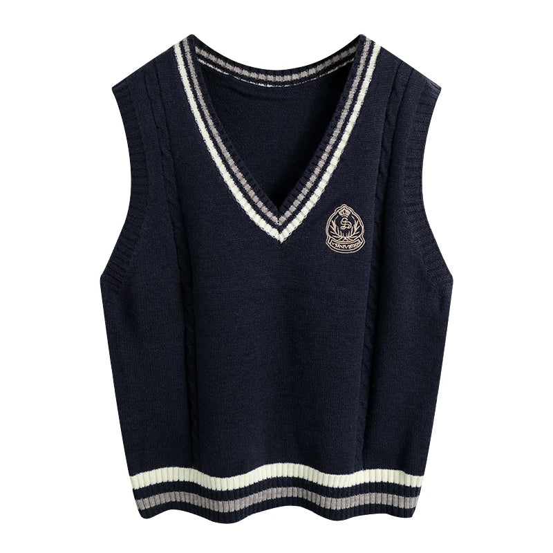 Dark Academia England Preppy Vest - V-Neck School