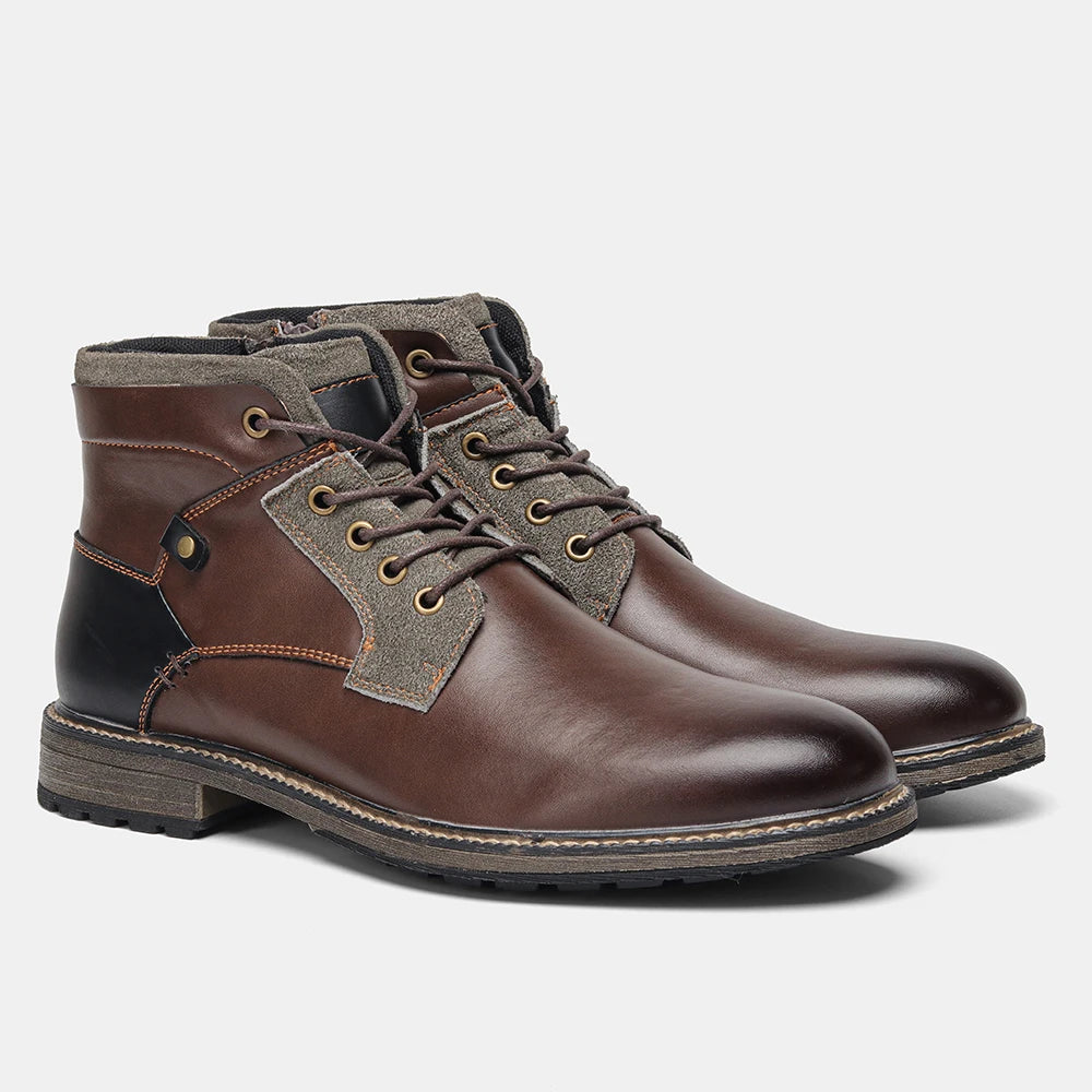 Dark Academia Brown Leather Boots - British Retro