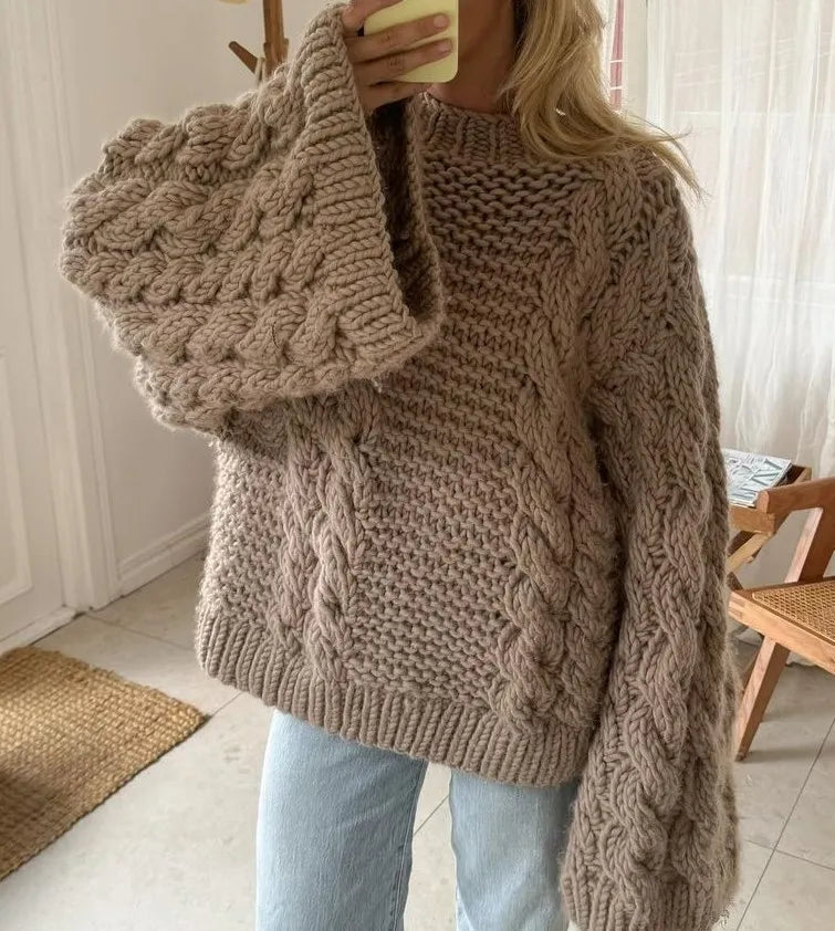 Dark Academia Knitted Sweater - Lantern Sleeve