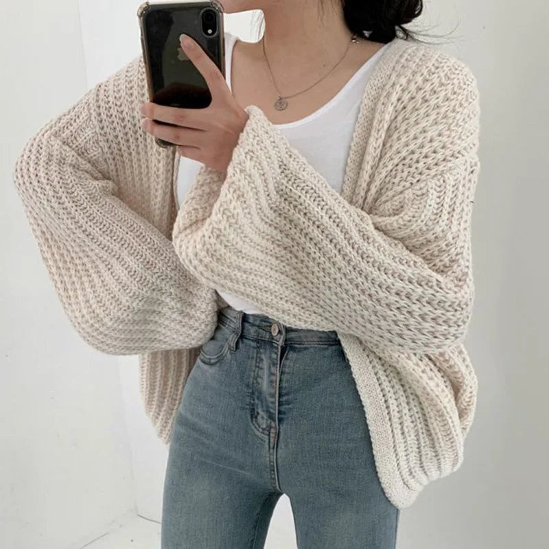 Dark Academia Y2K Cardigan - Lantern Sleeve