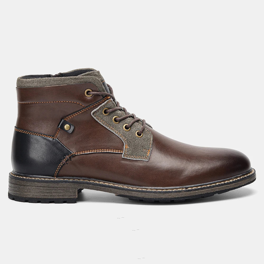 Dark Academia Brown Leather Boots - British Retro