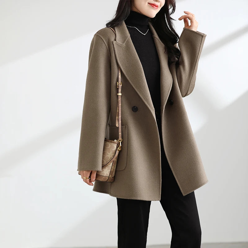 Dark Academia Cashmere Coat - Pure Wool Short