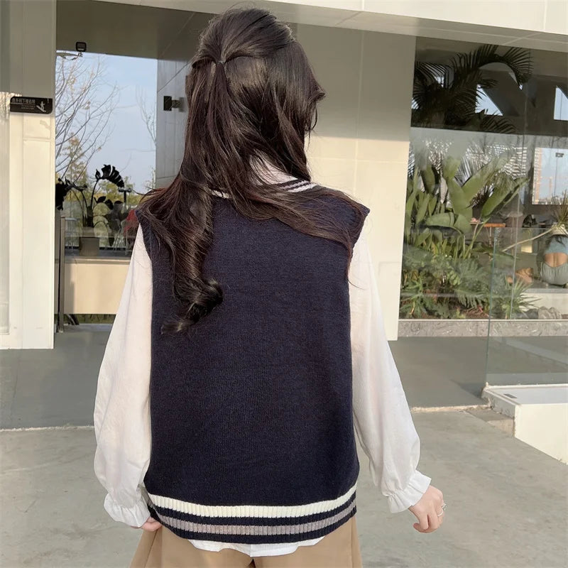 Dark Academia England Preppy Vest - V-Neck School